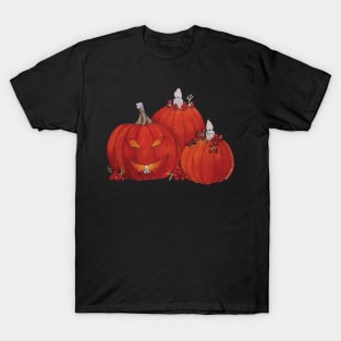 Watercolor Halloween Cheeky Glowing Pumpkins and Candles T-Shirt